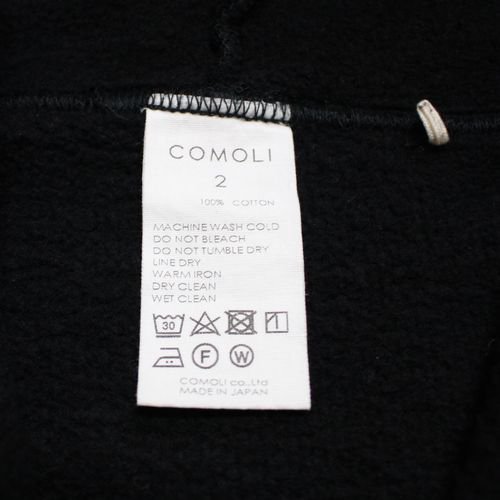 COMOLI コモリ 23AW コットン吊裏毛 ジップパーカー 2 ブラック