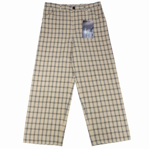 SUNSEA サンシー 23SS GENTLE BREEZE CHECK WIDE PANTS チェックワイドパンツ 2 ナチュラル -  ブランド古着買取・販売unstitchオンラインショップ