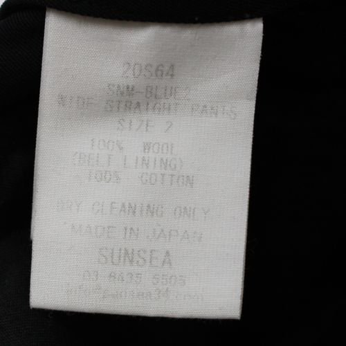 SUNSEA サンシー 20SS SNM-BLUE2 WIDE STRAIGHT PANTS パンツ 2 ブラック -  ブランド古着買取・販売unstitchオンラインショップ