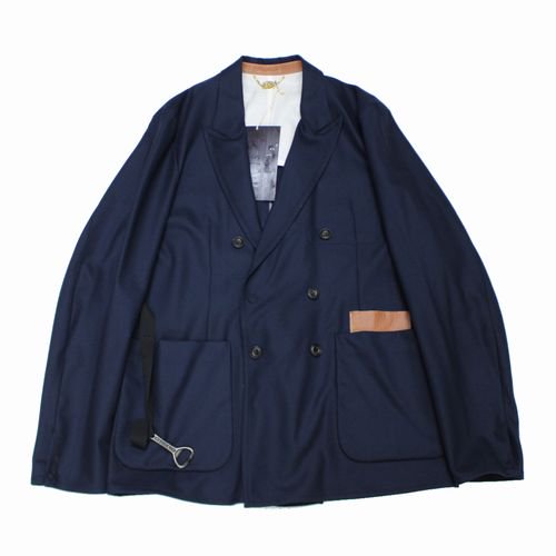 SUNSEA サンシー 20AW N.M THICKEND DOUBLE BREASTED JACKET ジャケット 2 ネイビー -  ブランド古着買取・販売unstitchオンラインショップ