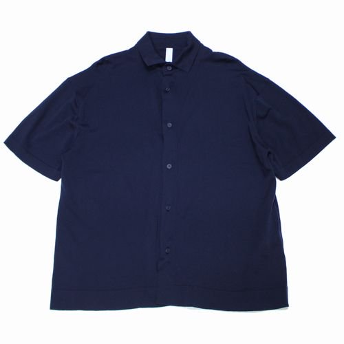 CFCL シーエフシーエル 23AW HIGH GAUGE SHORT SLEEVE SHIRT 半袖ニットシャツ 5 ネイビー -  ブランド古着買取・販売unstitchオンラインショップ