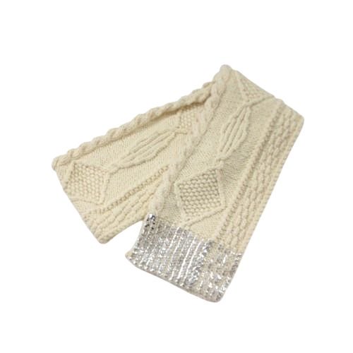 YUKI FUJISAWA ユキフジサワ Hand aran knit scarf マフラー オフホワイト -  ブランド古着買取・販売unstitchオンラインショップ