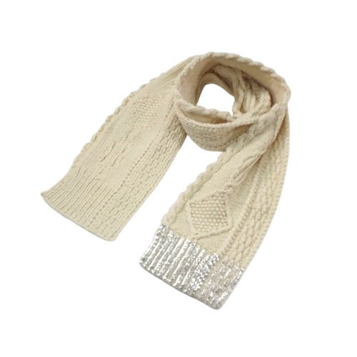 YUKI FUJISAWA ユキフジサワ Hand aran knit scarf マフラー オフホワイト -  ブランド古着買取・販売unstitchオンラインショップ