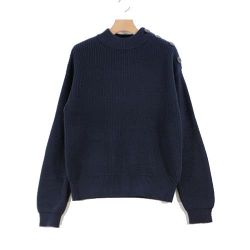 PETIT BATEAU プチバトー 肩ボタンニットプルオーバー S ネイビー - ブランド古着買取・販売unstitchオンラインショップ