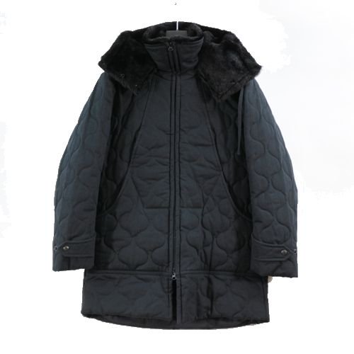 MONITALY モニタリー QUILTED WORK JACKET W/ DETACHABLE HOOD キルティング コート 38 ブラック -  ブランド古着買取・販売unstitchオンラインショップ