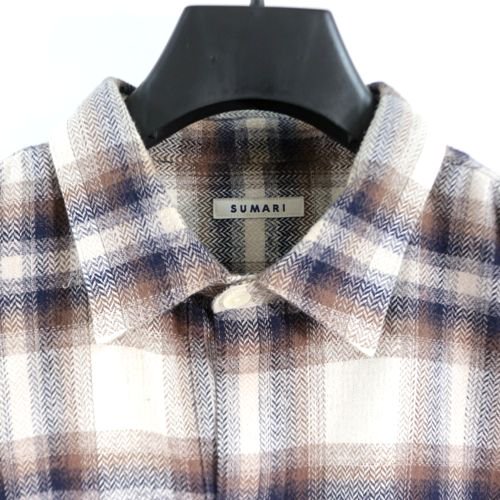 SUMARI シュマリ 22AW HERRINGBONE OMBRE SHIRT ヘリンボーン チェック シャツ 2 ベージュ -  ブランド古着買取・販売unstitchオンラインショップ