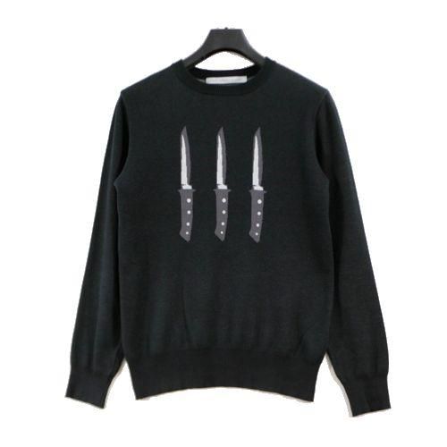 JOHNLAWRENCESULLIVAN ジョンローレンスサリバン KNIF JACPUARD KNIT ナイフジャガードニット S ブラック -  ブランド古着買取・販売unstitchオンラインショップ