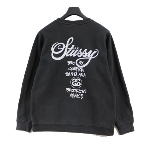 stussy ステューシー WORLD TOUR CREW スウェット M ブラック