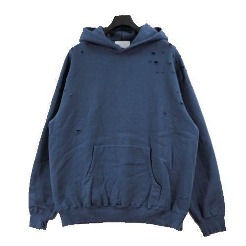 UNUSED アンユーズド 22AW Damaged sweat hoodie ダメージ スウェットパーカー 2 ネイビー -  ブランド古着買取・販売unstitchオンラインショップ