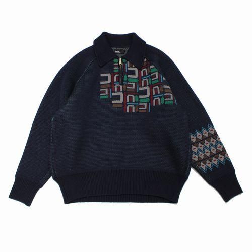 kolor カラー 23AW ジャガード柄 ハーフジップ ニット 1 ネイビー - ブランド古着買取・販売unstitchオンラインショップ