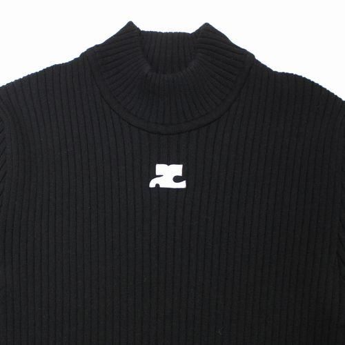 courreges クレージュ 23SS ロゴ 半袖 リブニット M ブラック