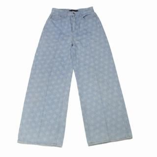 rokh ���� 21AW emblem monogram stone wash high waist center ceam denim �ϥ��������ȥǥ˥�ѥ��