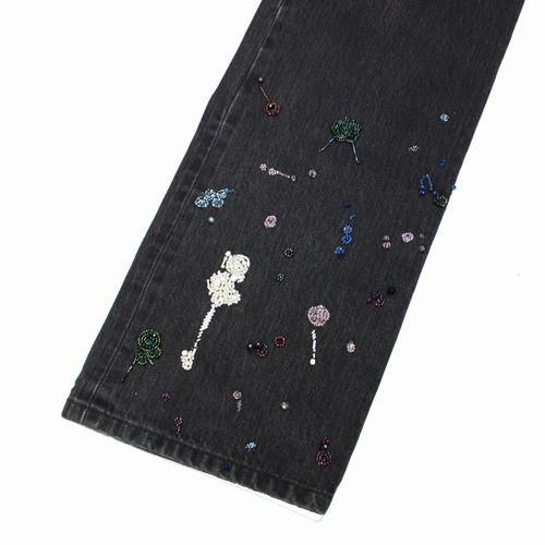 スリット入り黒デニム鍋保温カバー UNDERCOVER アンダーカバー 23AW ドリップビーズ加工 デニム