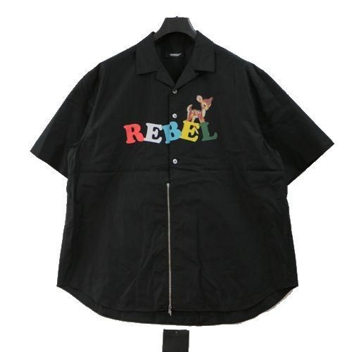 UNDERCOVER アンダーカバー 23SS CoブロードフロントZIP付半袖シャツ REBEL 4 ブラック -  ブランド古着買取・販売unstitchオンラインショップ