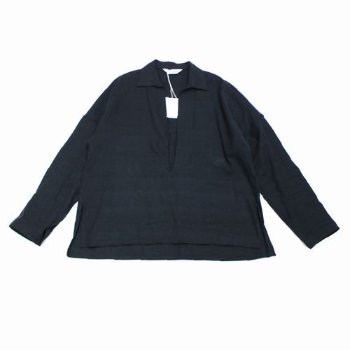 ANCELLM アンセルム 23SS SILK LINEN PULLOVER SHIRT シルクリネン プルオーバー シャツ 2 ブラック -  ブランド古着買取・販売unstitchオンラインショップ