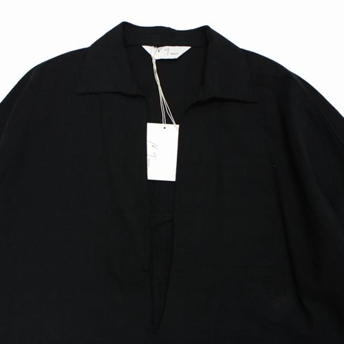 ANCELLM アンセルム 23SS SILK LINEN PULLOVER SHIRT シルクリネン プルオーバー シャツ 2 ブラック -  ブランド古着買取・販売unstitchオンラインショップ