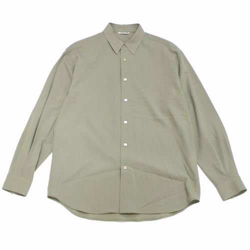 AURALEE オーラリー 23SS HARD TWIST WOOL VIYELLA SHIRT シャツ 4 ライトカーキ -  ブランド古着買取・販売unstitchオンラインショップ