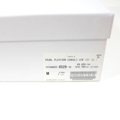 LE TALON ルタロン 4cmパールプラットサンダル M ブラック