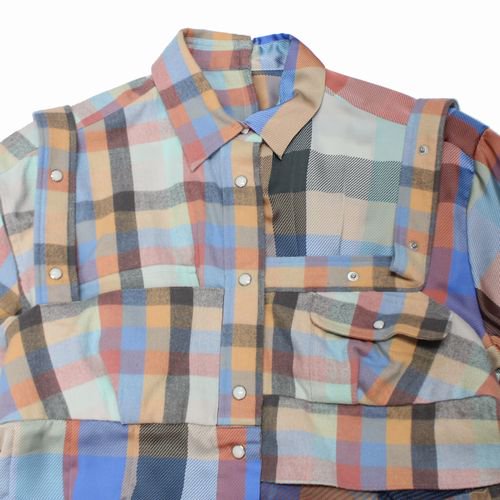 sacai サカイ 22AW Plaid Shirt チェック シャツ 1 ベージュ系 - ブランド古着買取・販売unstitchオンラインショップ