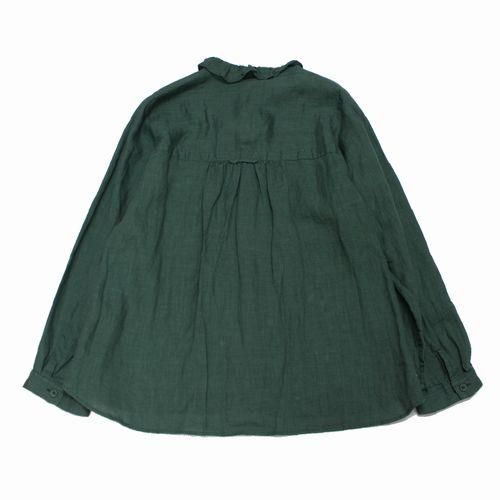 Vlas Blomme Soft Linen フリル衿ブラウス 白ブラウス フリル
