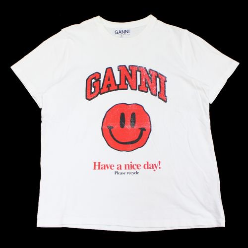 GANNI ガニー スマイル Tシャツ S ホワイト - ブランド古着買取・販売unstitchオンラインショップ