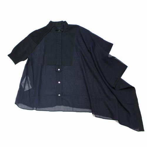 sacai サカイ 19SS アシンメトリーシャツ 2 ネイビー - ブランド