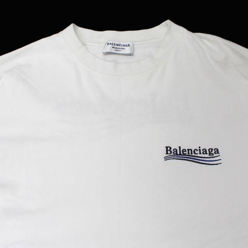 BALENCIAGA バレンシアガ 21SS キャンペーンロゴ刺繍 Tシャツ S ホワイト - ブランド古着買取・販売unstitchオンラインショップ