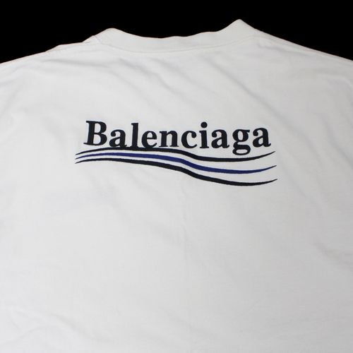 BALENCIAGA バレンシアガ 21SS キャンペーンロゴ刺繍 Tシャツ S ホワイト - ブランド古着買取・販売unstitchオンラインショップ