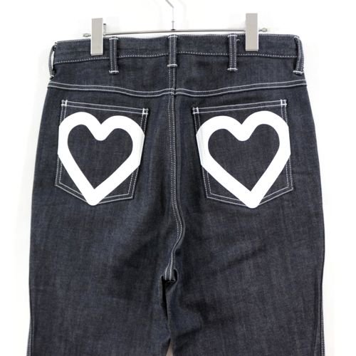 BASICKS ベイシックス HEART PAINTING ORGANIC DENIM ハート デニムパンツ M インディゴ -  ブランド古着買取・販売unstitchオンラインショップ