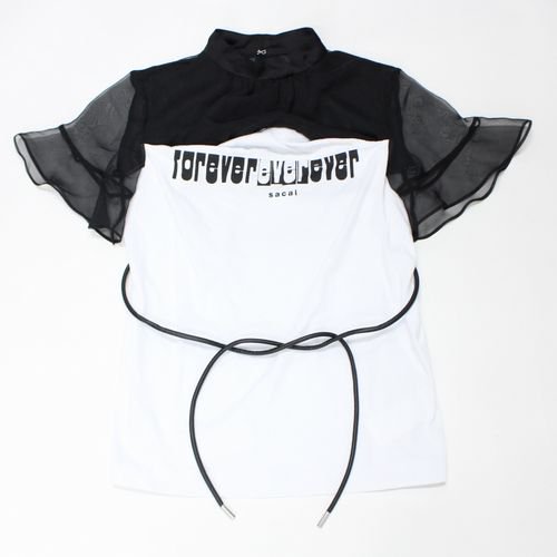 sacai サカイ 22SS Forever Top Tシャツ ドッキング 半袖ブラウス 1 ブラック×ホワイト -  ブランド古着買取・販売unstitchオンラインショップ