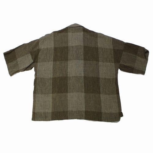 SUNSEA サンシー 22SS BLOCK LINEN FRIED SHRIMP SHIRT 半袖