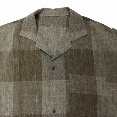 SUNSEA サンシー 22SS BLOCK LINEN FRIED SHRIMP SHIRT 半袖