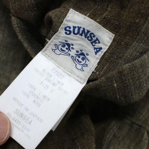 SUNSEA サンシー 22SS BLOCK LINEN FRIED SHRIMP SHIRT 半袖
