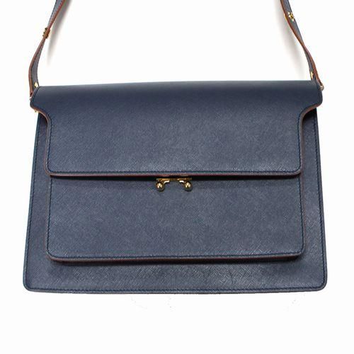 【美品】MARNI Trunk マルニ　トランクバッグ M ネイビー ブルー 美品】MARNI Trunk マルニ トランクバッグ M ネイビー ブルー