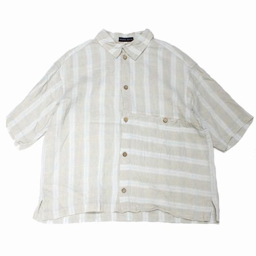 SHIRINGUILD シリンギルド 90s リネン オーバーサイズ チェックシャツ 2 ベージュ -  ブランド古着買取・販売unstitchオンラインショップ