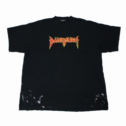 BALENCIAGA バレンシアガ 22SS METAL LOGO CRASHED SS TEE メタルロゴクラッシュTシャツ 2 ブラック -  ブランド古着買取・販売unstitchオンラインショップ