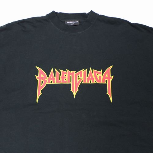 BALENCIAGA バレンシアガ 22SS METAL LOGO CRASHED SS TEE メタルロゴクラッシュTシャツ 2 ブラック -  ブランド古着買取・販売unstitchオンラインショップ