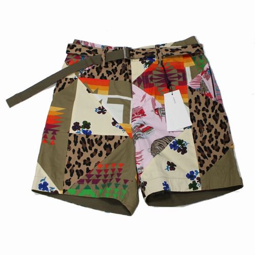 sacai サカイ 21SS Hank Willis Thomas / Archive Print Mix Shorts ショーツ ショートパンツ 2  カーキ - ブランド古着買取・販売unstitchオンラインショップ