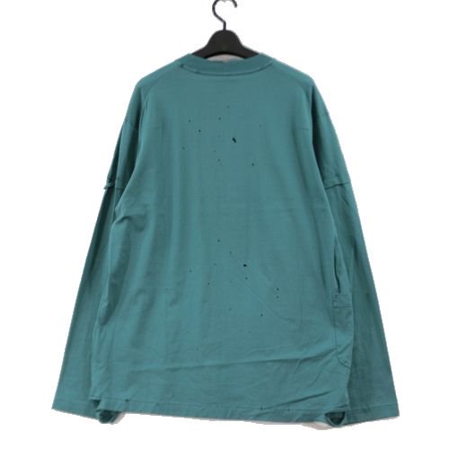 SUNSEA サンシー 22SS LAYERED DAMAGE LONG-T レイヤード ダメージ ロングTシャツ 2 グリーン系 -  ブランド古着買取・販売unstitchオンラインショップ