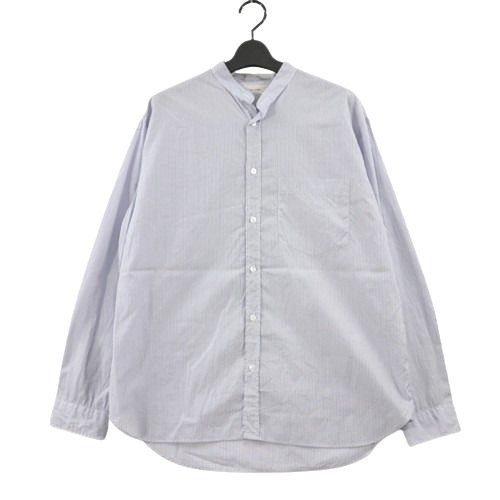 The CLASIK ザクラシック 21AW COLLARLESS SHIRT カレーラスシャツ 46 ブルー ホワイト -  ブランド古着買取・販売unstitchオンラインショップ