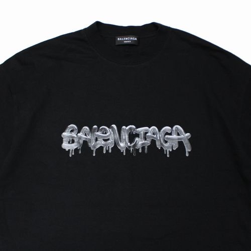 BALENCIAGA バレンシアガ 21AW Slime Graphic Logo スライムグラフィックロゴ Tシャツ XS ブラック -  ブランド古着買取・販売unstitchオンラインショップ