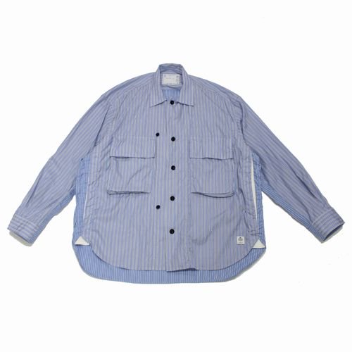 sacai サカイ 23SS Thomas Mason Cotton Poplin L S Shirt ストライプ シャツ 1 ブルー -  ブランド古着買取・販売unstitchオンラインショップ