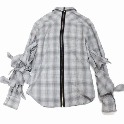 KEISUKE YOSHIDA ケイスケ ヨシダ Checked Ribbon Shirt チェック リボンシャツ グレー -  ブランド古着買取・販売unstitchオンラインショップ