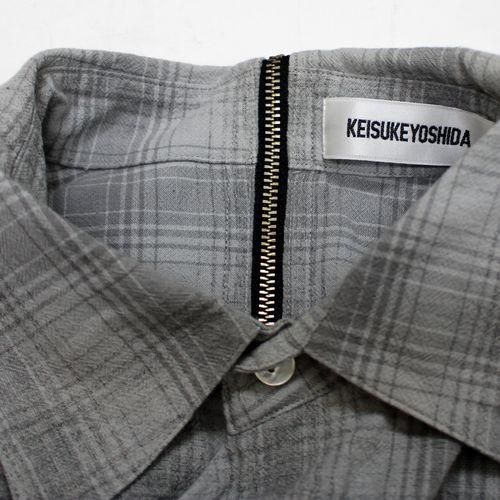 KEISUKE YOSHIDA ケイスケ ヨシダ Checked Ribbon Shirt チェック リボンシャツ グレー -  ブランド古着買取・販売unstitchオンラインショップ