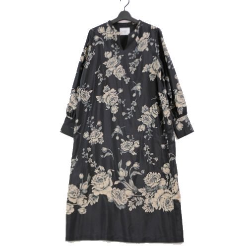 Ameri Vintage アメリヴィンテージ 19AW REHEMA KEY NECK DRESS 花柄ワンピース ブラック -  ブランド古着買取・販売unstitchオンラインショップ