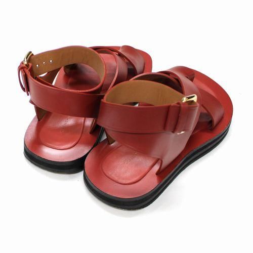 CELINE セリーヌ 18SS クロスストラップレザーサンダル レッド