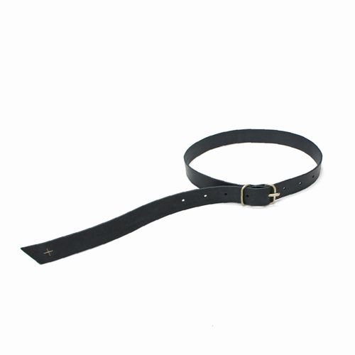 m.a＋ エムエークロス double oval buckle wide belt レザーベルト M ネイビー -  ブランド古着買取・販売unstitchオンラインショップ