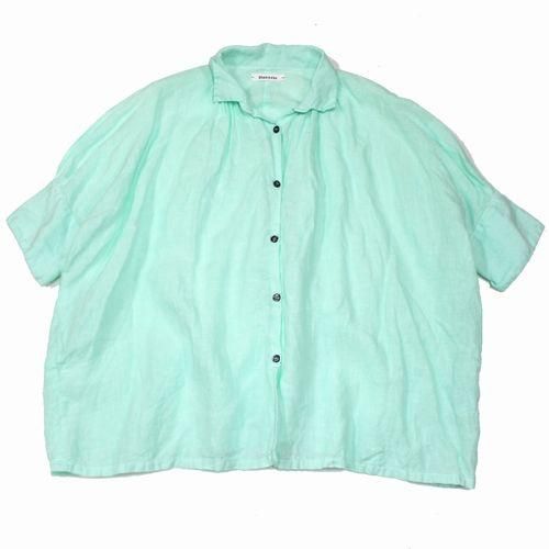 Honnete オネット 23SS アイリッシュリネン5分袖ギャザーシャツ 麻100 