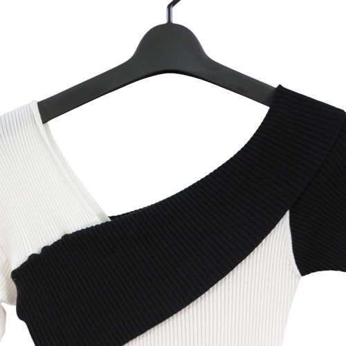 MELT THE LADY メルトザレディ bicolor knit tops リブニットトップス ホワイト ブラック -  ブランド古着買取・販売unstitchオンラインショップ