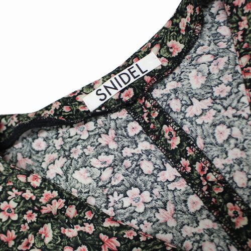 SNIDEL スナイデル 19SS パフスリーブプリントロングワンピース 1 ブラック - ブランド古着買取・販売unstitchオンラインショップ